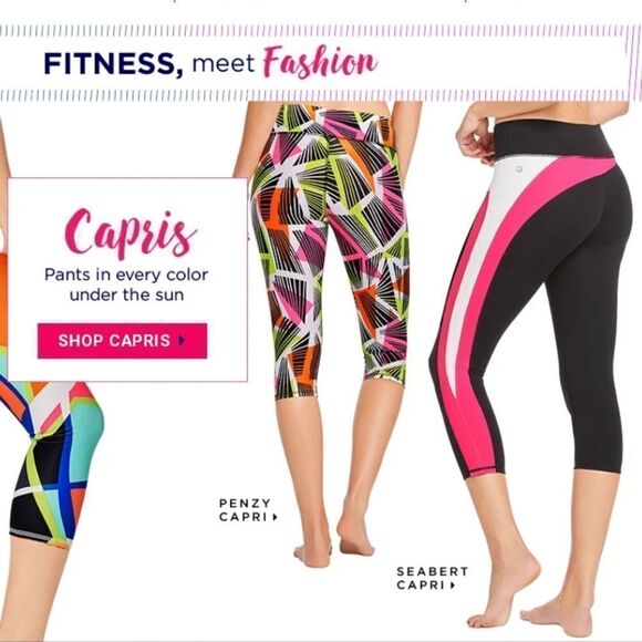 Fabletics Seabert Capri Colorblock Black/Pink PowerHold UPF Pocket Activewear S - Picture 5 of 10